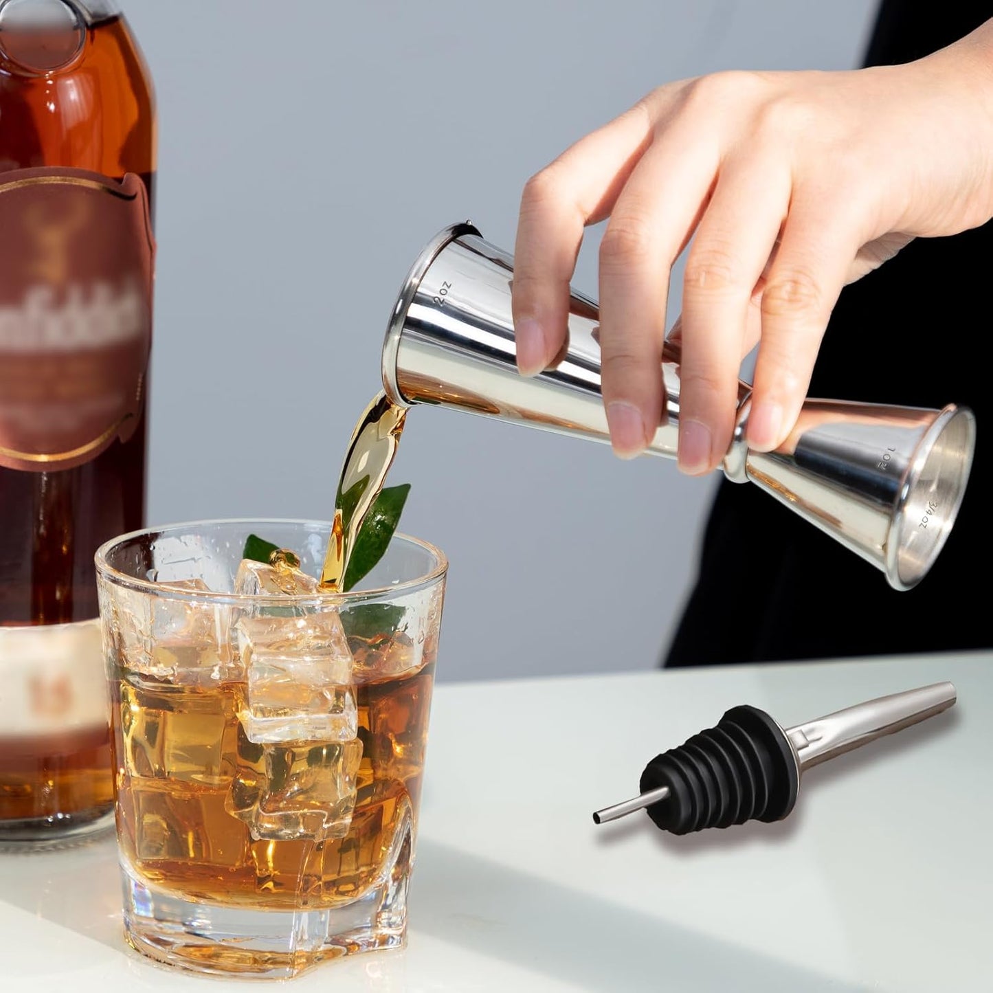 Briout Jigger for Bartending, Double Cocktail Jigger Japanese Premium 304 Stainless Steel Jigger 2 OZ 1 OZ with Measurements Inside