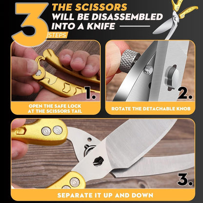 Dream Reach Poultry Shears, Heavy Duty Kitchen Shears with Serrated Edge, No Rust Spring Loaded, Multipurpose Stainless Steel Kitchen Scissors for Chicken, Bone, Meat, Turkey, Fish Thanksgiving Gifts
