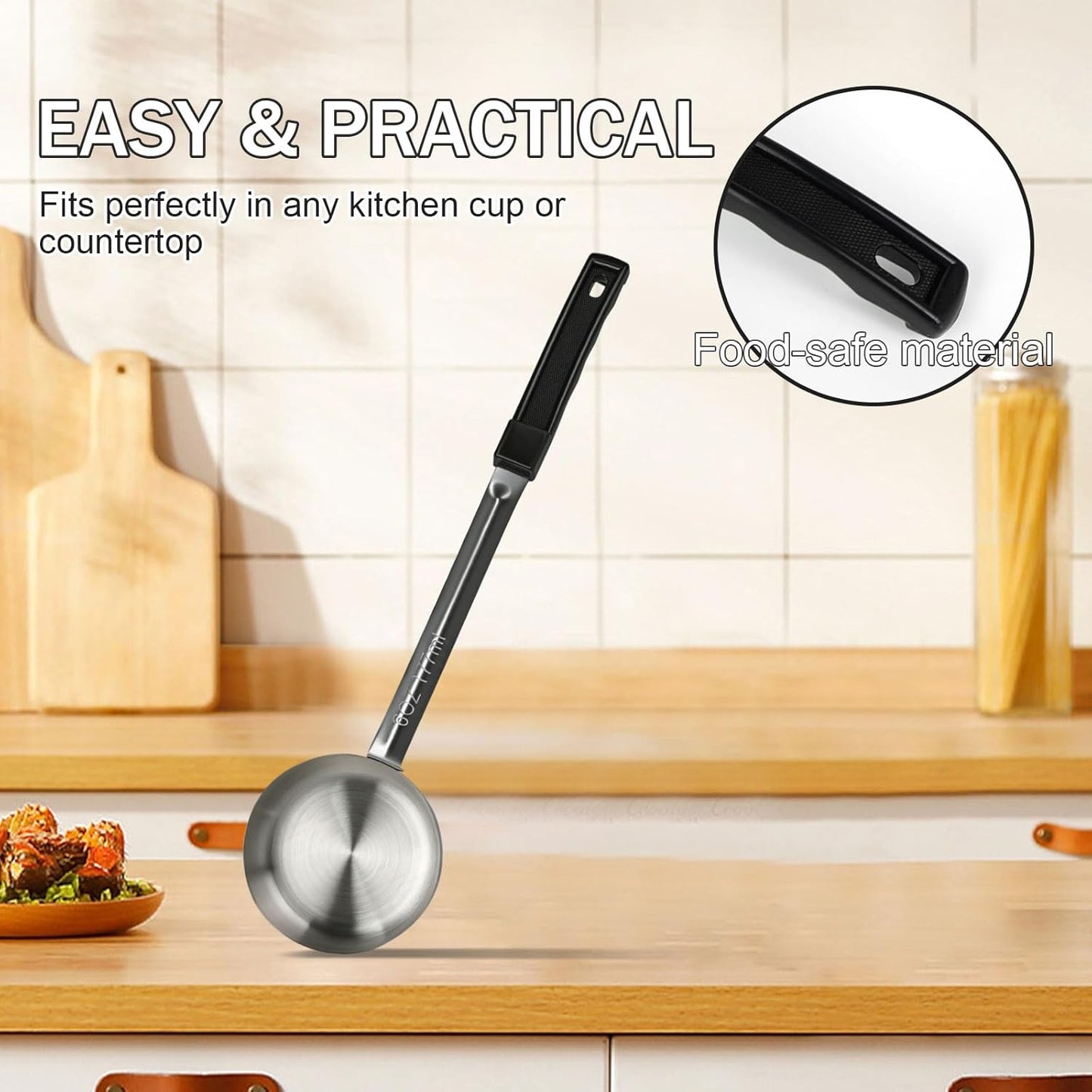 1 Ounce Solid Stainless Steel Portion Control Ladle Spoon - 2Pcs Pizza Sauce Serving Spoons Portion Ladle for Sauces, Perfect for Weight Watchers, Buffets, Parties