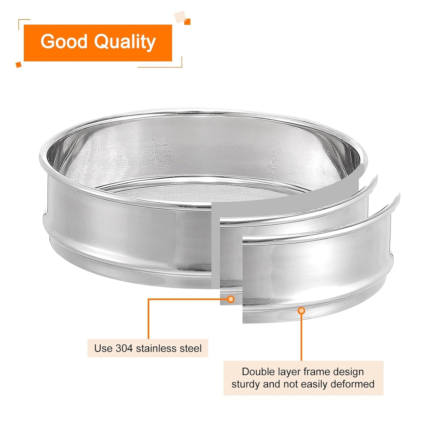 PATIKIL 35 Mesh Lab Sieve, 8" Diameter Test Sieve 304 Stainless Steel Wire Cloth (0.5mm) for Industrial Laboratory