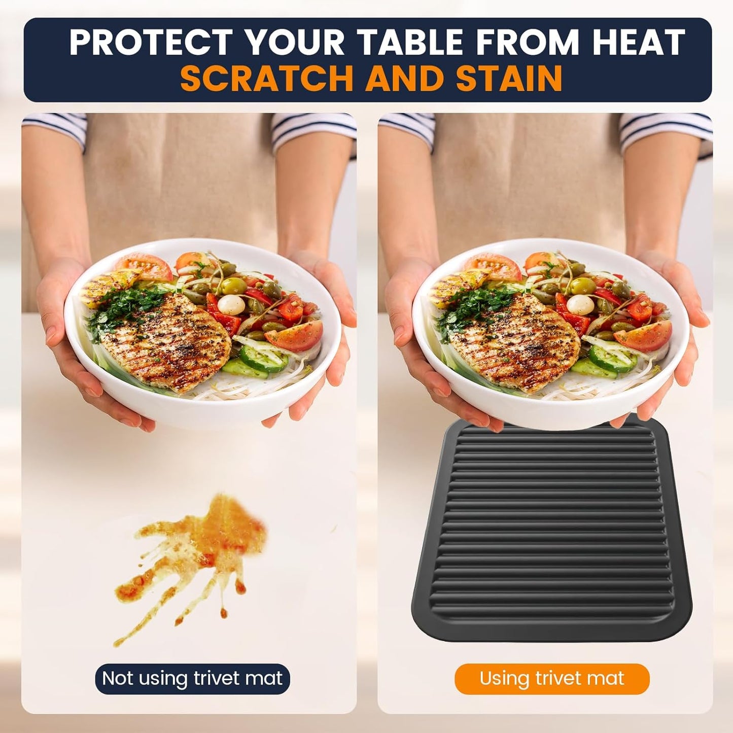 Silicone Trivet Mats 4 Heat Resistant Pot Holders Multipurpose Non-Slip Hot Pads for Kitchen Potholders, Drying mat, Jar Opener, Spoon Holder, Coaster.(Dark Grey)