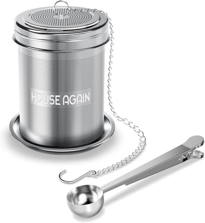 House Again Large Tea Infuser, Extra Fine Mesh Tea Strainers for Loose Tea, 18/8 Stainless Steel Tea Strainer with Extended Chain Hook, Tea Steeper for Brew Tea, Spices & Seasonings, for Multi Cups