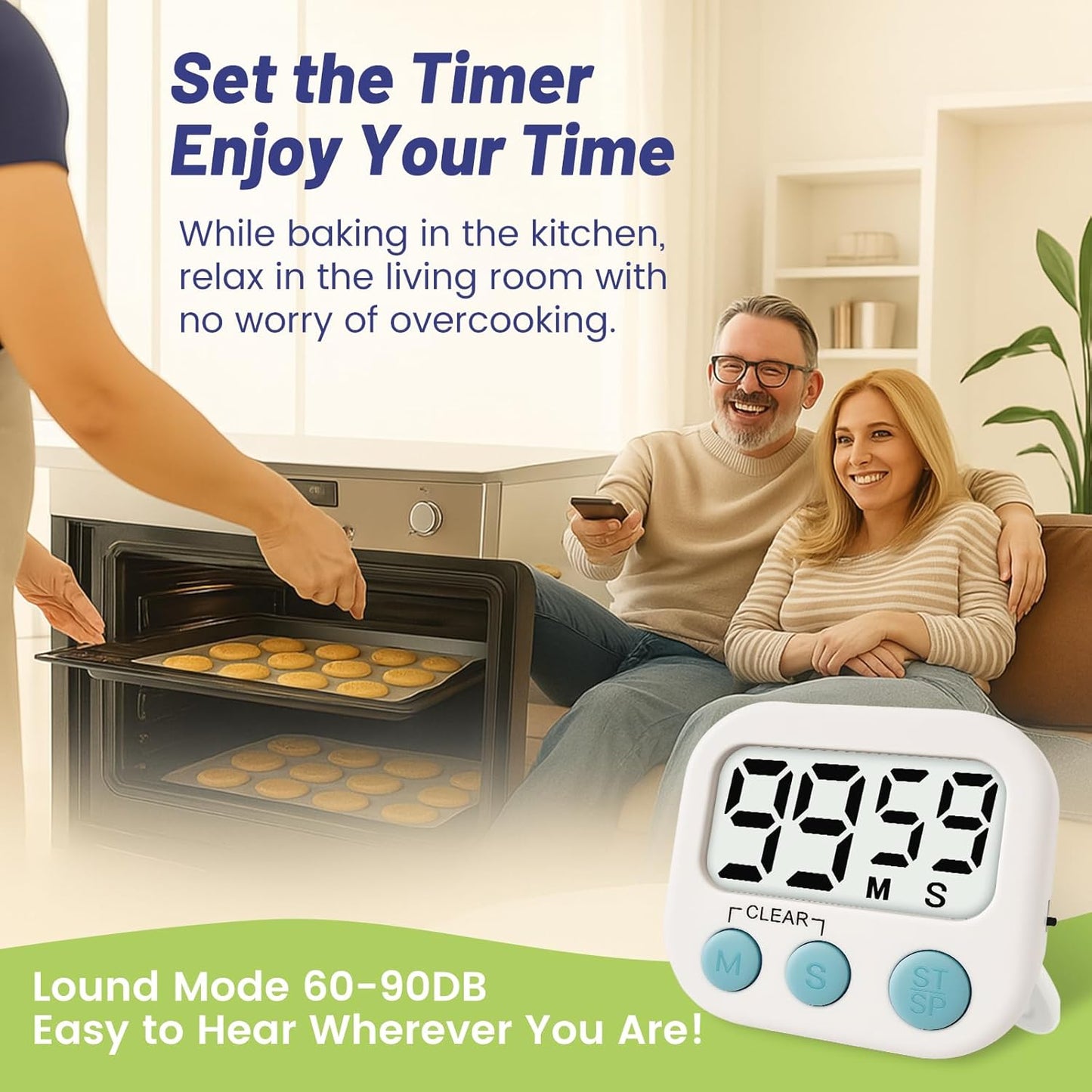 2 Pcs Digital Timer for Kids, Magnetic Countdown Kitchen Timer, Upgrade Loud Alarm Timers for Cooking, Kitchen, Exercise, Work, Study, Classroom, Outdoor Activities, Battery not Including