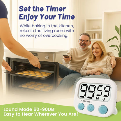 2 Pcs Digital Timer for Kids, Magnetic Countdown Kitchen Timer, Upgrade Loud Alarm Timers for Cooking, Kitchen, Exercise, Work, Study, Classroom, Outdoor Activities, Battery not Including
