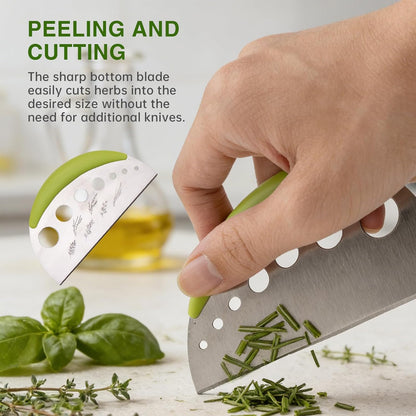 Herb Stripper and Herb Cutter 2 in 1, Herb Stripping Tool Herb Chopper Stainless Steel Herb Leaf Zipper for Kale, Chard, Collard Greens, Rosemary and Thyme