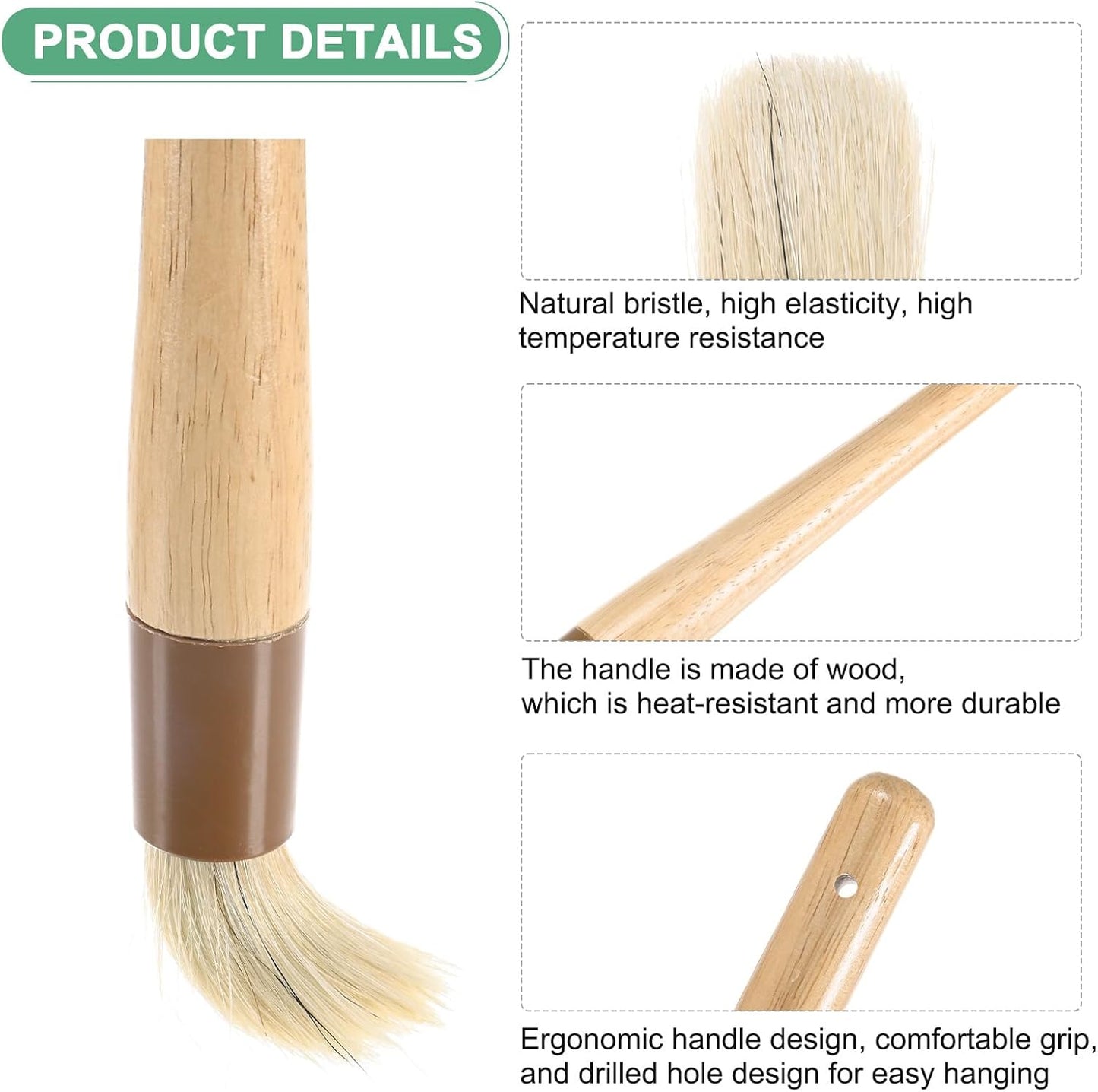 M METERXITY 2-Pack Pastry Brush, Round Wooden Handle Natural Bristle Basting BBQ Oil Brush for Cooking/Barbecue/Kitchenh [1.2"]