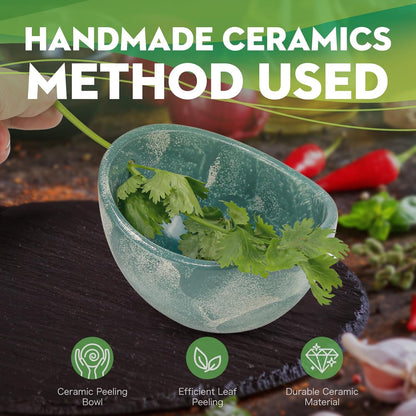 Herb Stripper Bowl, Ceramic Herb Peeling Bowl, Kitchen Herbs Leaf Stripping Tool, Pottery Herb Peeler for Kale, Thyme, Basil, Rosemary Stripper (A-Style, 1 pc)
