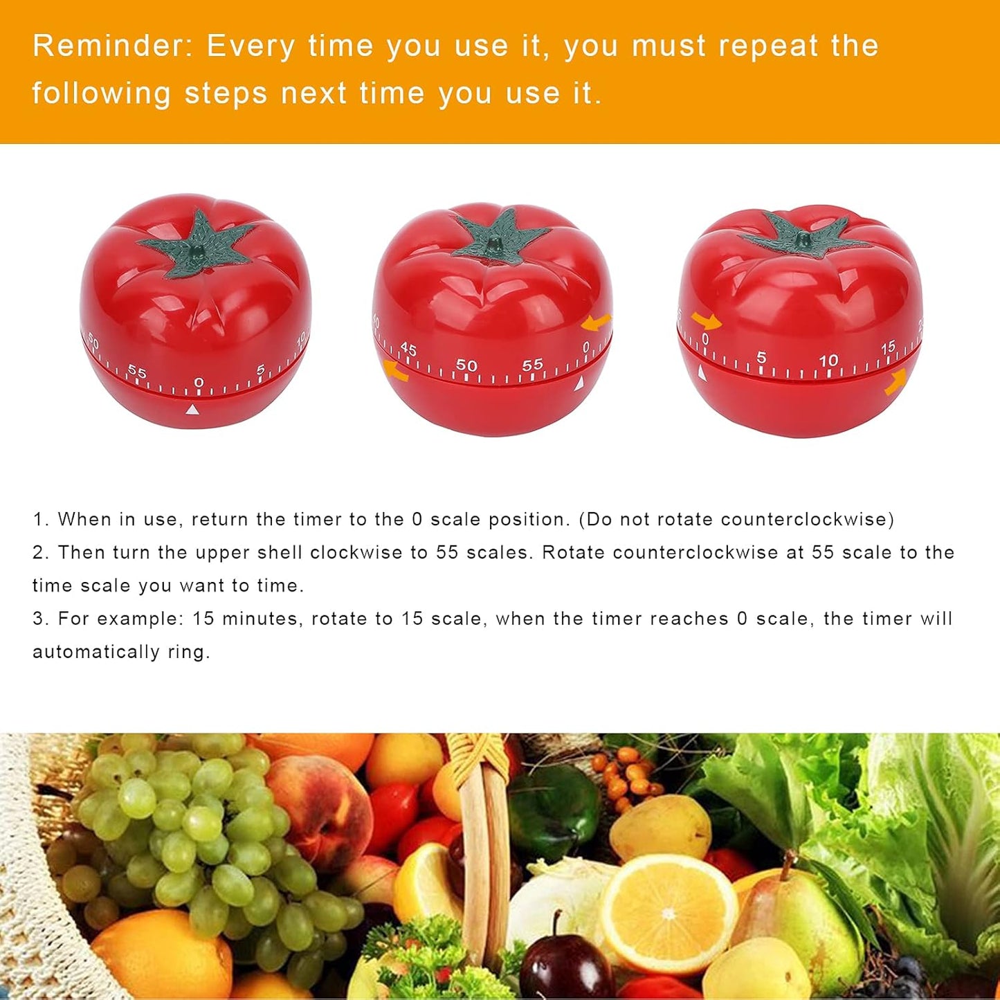 Cute Fruit Kitchen Timer, 60 Minutes Pineapple Shape Mechanical Timer Novelty 360 Degree Rotating Manual Cooking Timer
