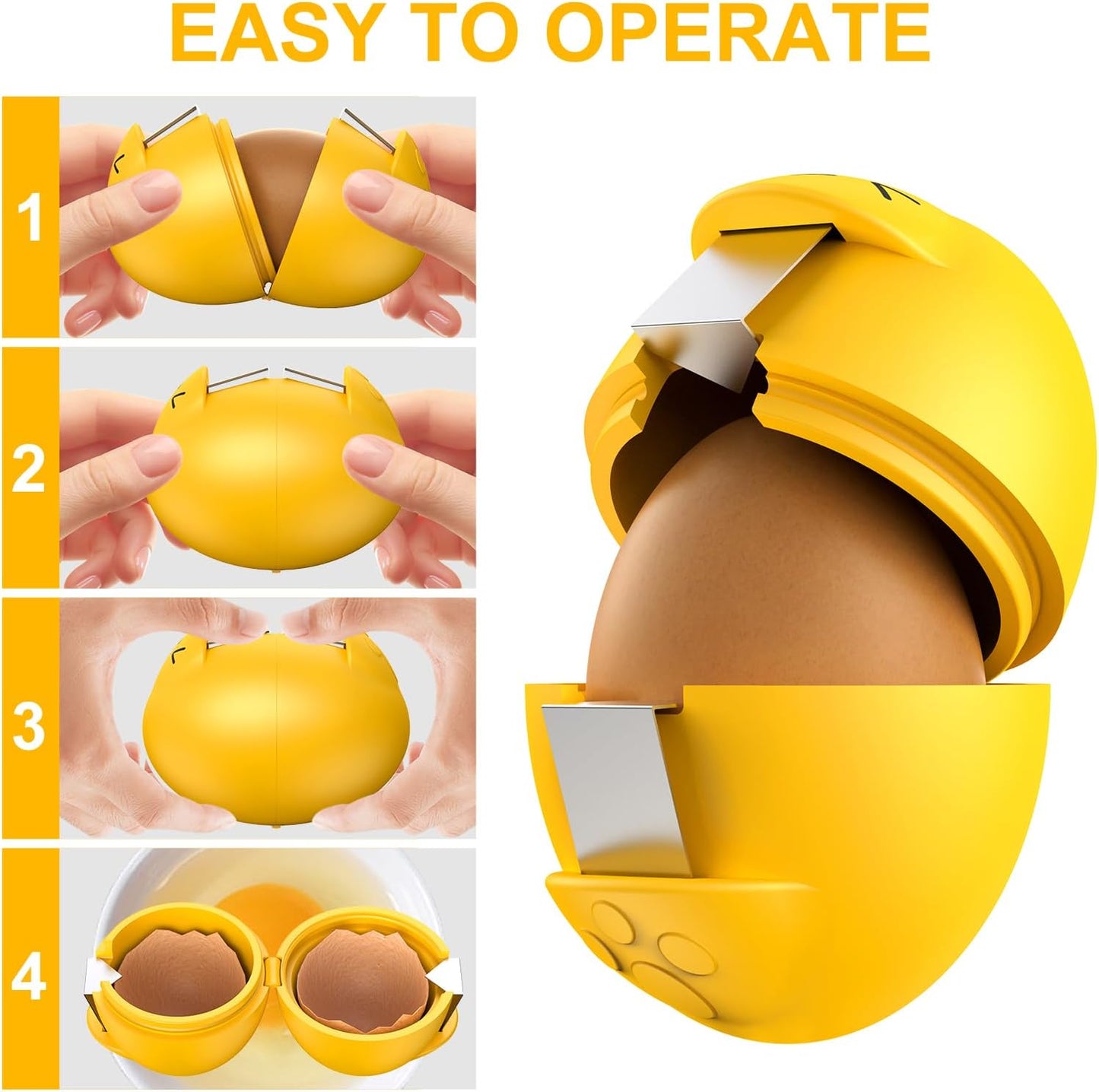 Egg Cracker, Silicone Egg Shell Opener, Cute Egg Shaped Design, Opens Eggs with Ease, A Little Happiness Boost for Your Kitchen. (Color: Red, 1-Pack)