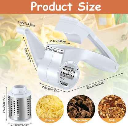 Boao Rotary Cheese Grater Manual Handheld Cheese Grater with Stainless Steel Drum for Grating Hard Chocolate Nuts Kitchen Tool Christmas favors(Gray Green)