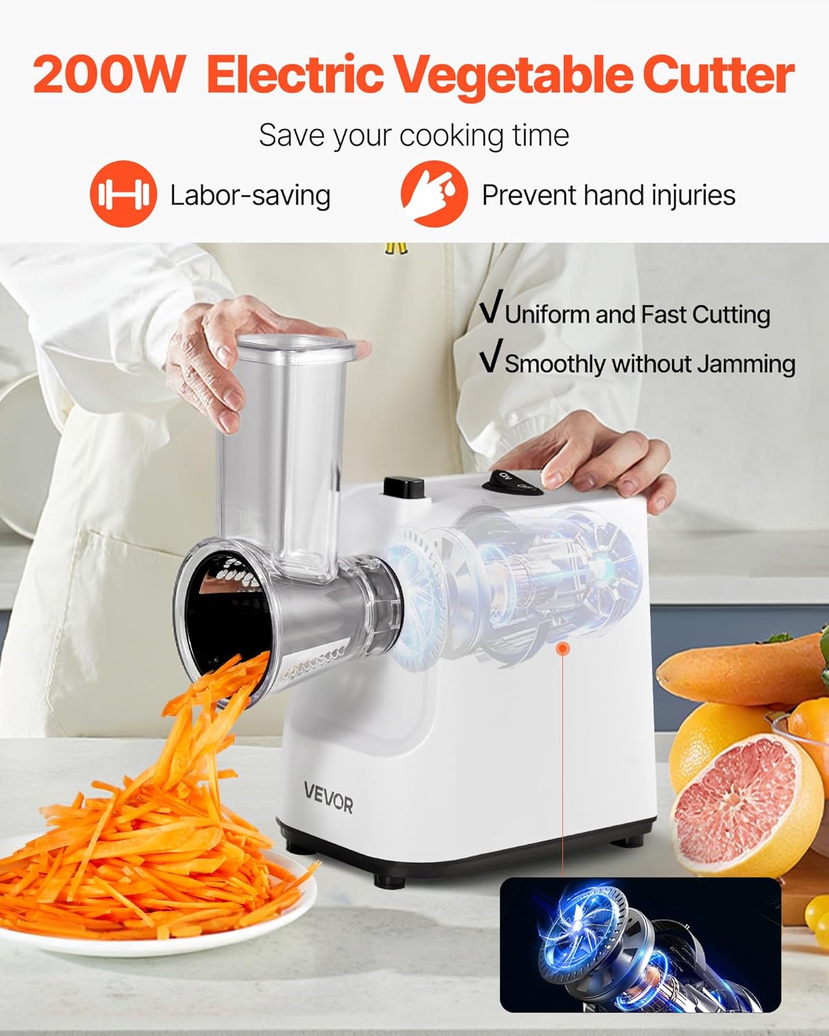 VEVOR Electric Vegetable Slicer, 0-0.5"/0-12mm Thickness Adjustable Commercial Slicer Machine, Convertible to Manual, Stainless Steel Food Cutter Slicing Machine, for Potato, Lemon, Tomato, Apple
