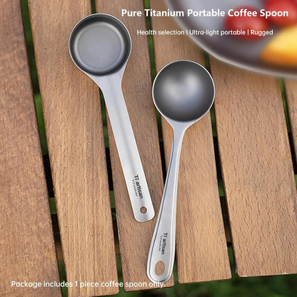 Titanium Coffee Measuring Scoop 35ml, Titanium Coffee Beans Spoon with Long Handle, Tablespoon Scooper for Ground Coffee, Loose Tea and Powder(Ice Flowers-35ml)