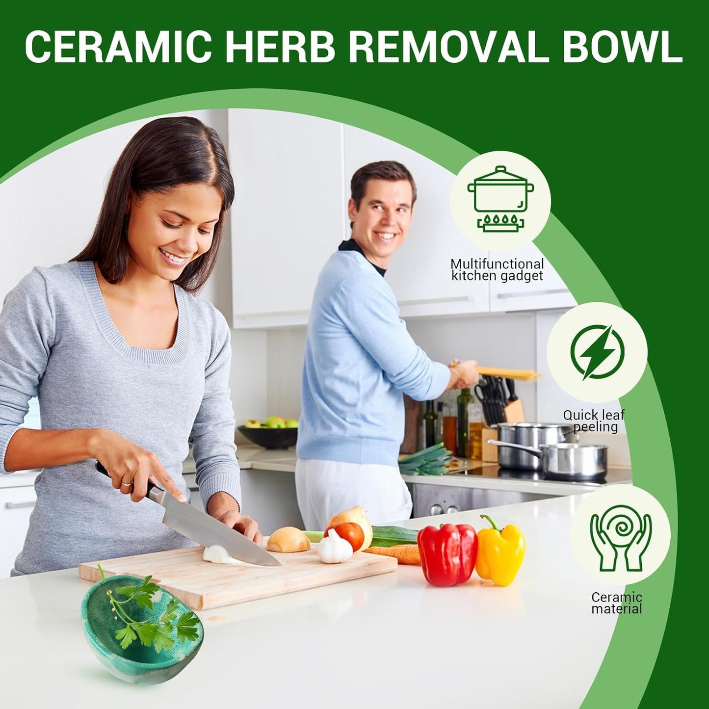 Pottery Herb Stripper Bowl, Herb Stripper Tool, Kitchen Herb Stripping Tool with Various Hole Sizes for Leaf Removal, Herb Stripping Bowl for Kale, Thyme, Basil, Rosemary Stripper (Celadon Glaze)