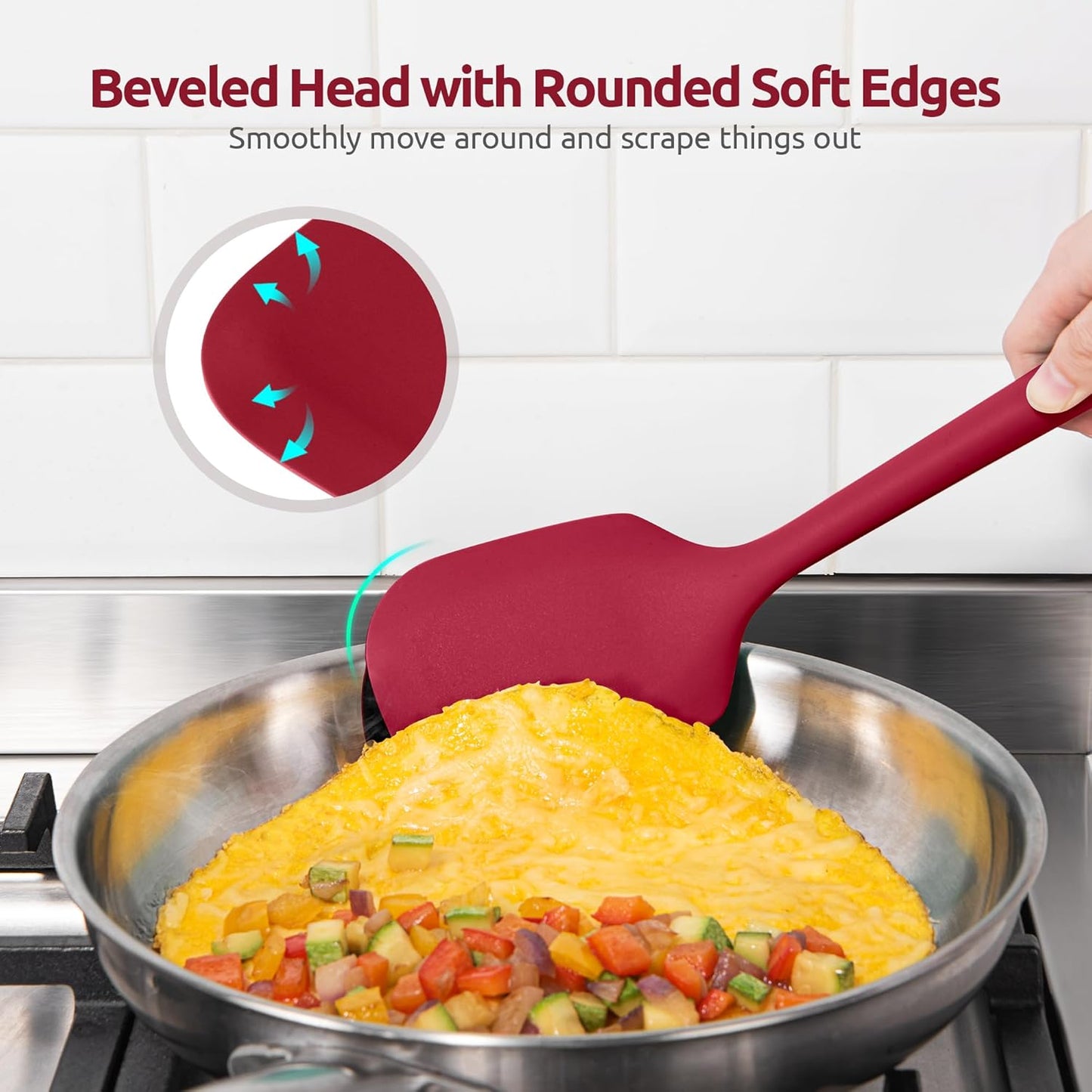 Silicone Kitchen Cooking Utensil Set: U-Taste High Heat Resistant 13.6in Long Kitchen Gadgets, BPA Free Non Stick Rubber Cook Accessories For Stir Frying, Serving, Basting, Mixing (5 Pieces, Black)