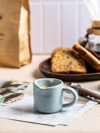 Espresso Cups Ceramic, 200ML Espresso Measuring Cup with Handle, Expresso Shots Cups with Scale, Espresso Accessories, White