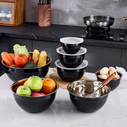 Gold Mixing Bowls With Airtight Lids,Stainless Steel Bowl,Salad Bowls 7 Piece Colorful Nesting Bowl Gold Kitchen Accessories,Size 7,3.6,2.7,2.1,1.5,1.1,0.8QT Stackable Design