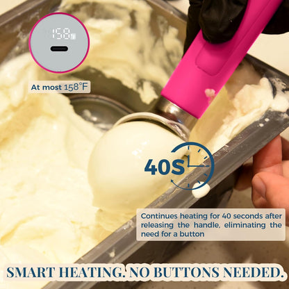 Heated Ice Cream Scoop Rechargeable, Electric Warming Ice Cream Scooper with LED Display, Heats to 158°F for Hard Ice Cream, Easy for Seniors & Kids, IP67 Waterproof (Black, 2 oz)