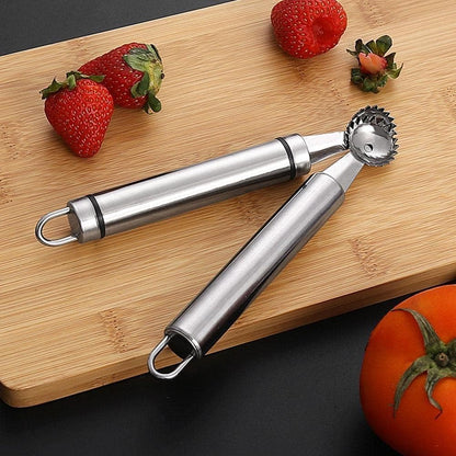 Stainless Steel Strawberry Huller and Tomato Stem Corer Tool Cherry Tomatoes Stem Remover, Dishwasher Safe Fruit and Vegetable Corers (Silver)