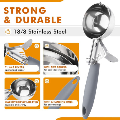 JUNADAEL J Portion Scoop, #20/2 OZ Ice Cream Scooper, Muffin Scoop, Disher, Yellow Handle, for Portion Control, Cookie Dough, Muffin, Cupcake Batter, Ice Cream, Mashed Potatoes