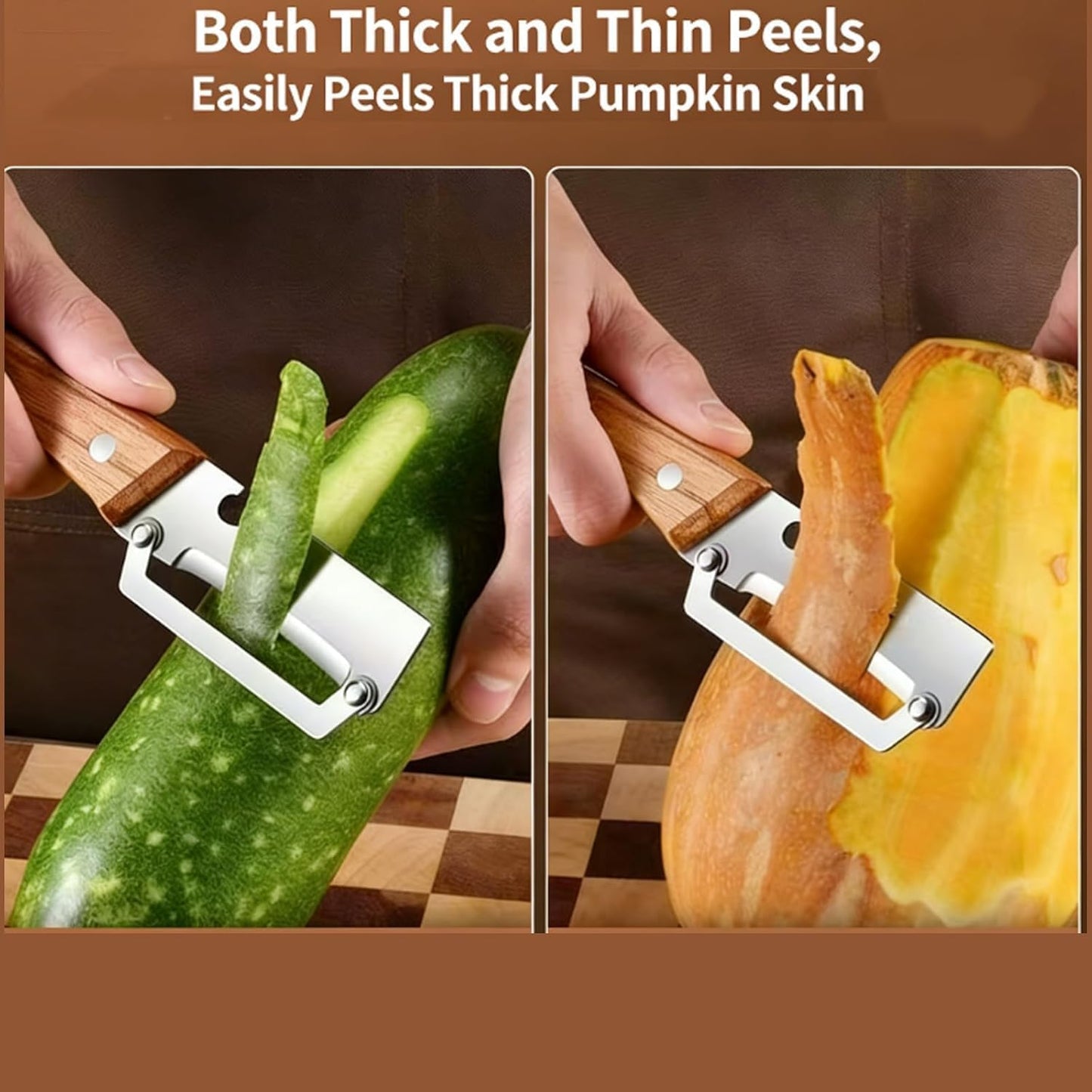 Multifunctional Vegetable Peeler, Premium Zero Snag Wooden Peeler for Kitchen Tool with Bottle Opener 2 in 1 Stainless Steel Kitchen Gadgets for Potatoes Pumpkinsp Carrots and Vegetables Fruits (1pcs)