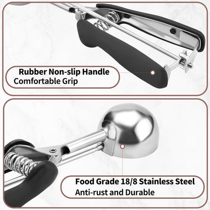 Small Cookie Scoop 1 Tablespoon, Size #60 Cookie Dough Scoop, Stainless Steel Ice Cream Scooper with Trigger Release, for Baking Small Cookies, Meatballs, Melon Balls