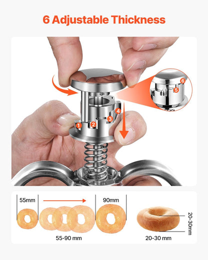 VEVOR Donut Depositor, Large Capacity Manual Donuts Dropper, 304 Stainless Steel Commercial Batter Dispenser, 6 Thicknesses Adjustment Doughnut Hopper with Stand, For Restaurant Cafe Bakery Kitchen