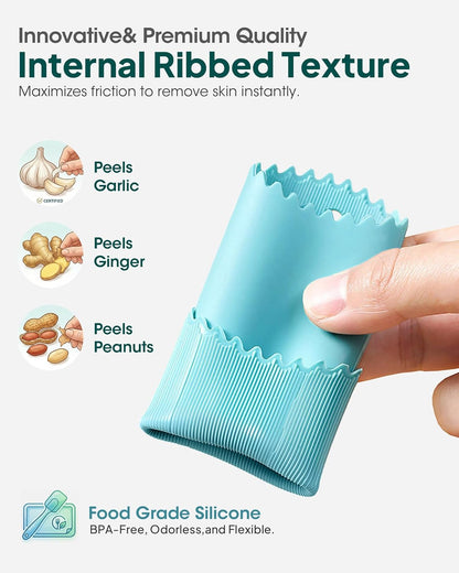 Easy Roller Garlic Peeler - Odor-Free Silicone Kitchen Tool for Quickly Removing Skin, 3-Pack Essential Gadget for Fresh Cloves