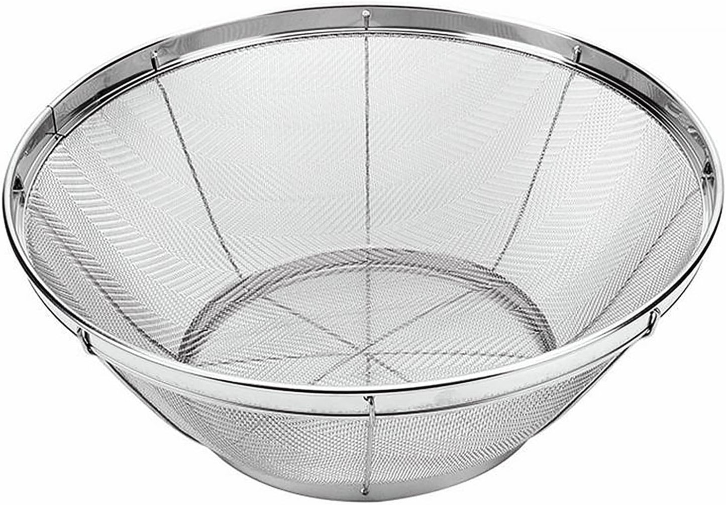 Fine Mesh Strainer for Kitchen, Stainless Steel Colander Bowl for Pasta, Rice, Fruit, Metal Net Baskets with Resting Base - Strain, Drain, Rinse (Diameter 9.84 inch)