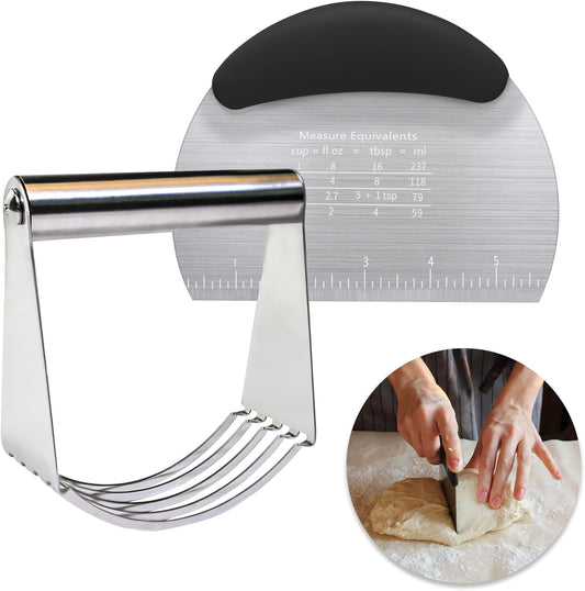 Pastry Cutter Dough Scraper Dough Cutter Scraper Tool Kitchen Pastry Blender,Stainless Steel Pastry Cutters Heavy Duty Dough Cutter for Kitchen Baking Tools,Comfortable and Dishwasher Safe (Blue)