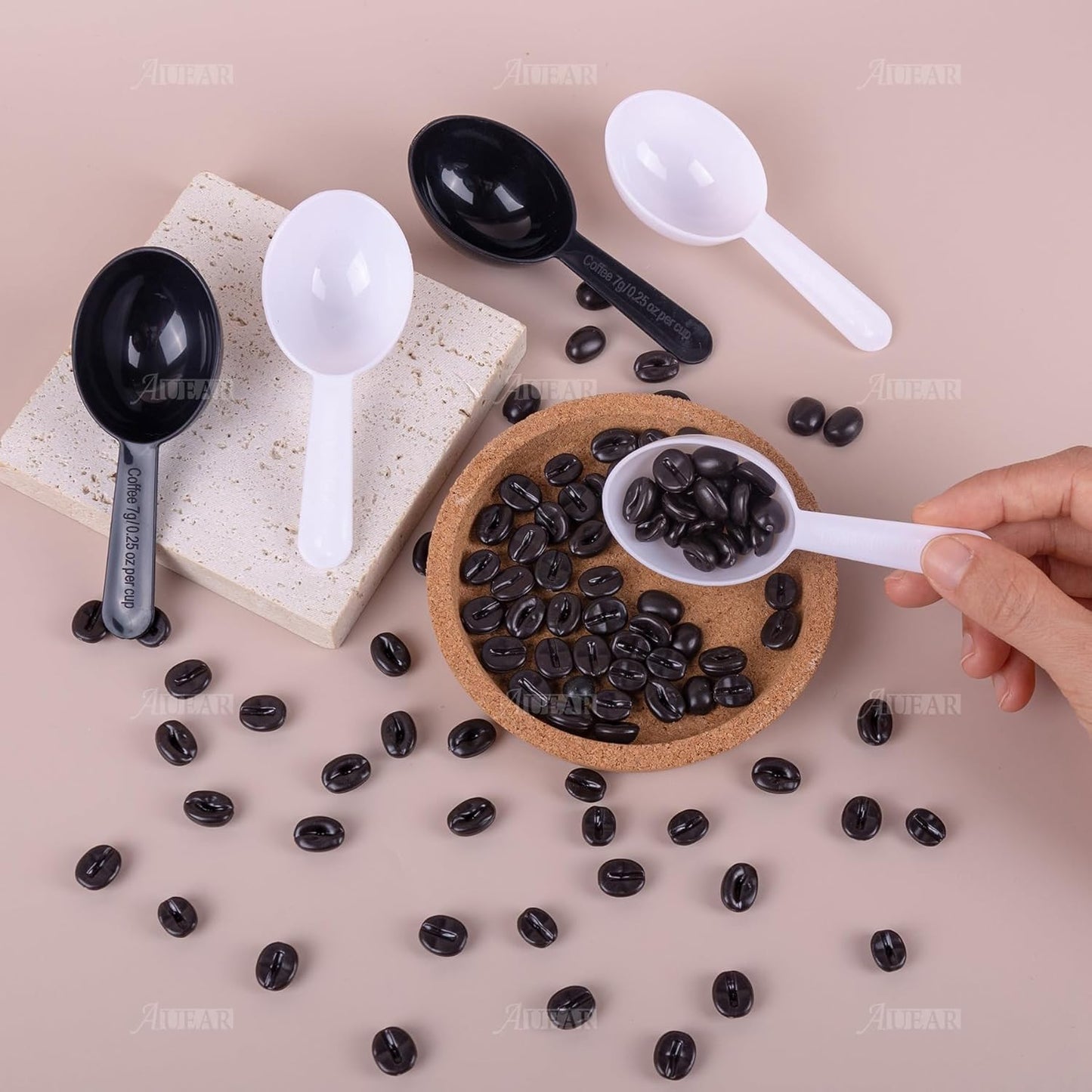 AUEAR, 5 Pack Tablespoon Coffee Scoop Plastic Measuring for Milk Powder Fruit Seed Spices