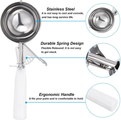 PATIKIL 3/4 Ounce Ice Cream Scoop with Trigger, Stainless Steel Portion Cookie Scoop with Thumb Trigger for Cookie Dough Cupcake Batter Baking, Purple 22ML