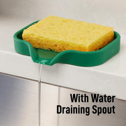 Zulay Kitchen (9x3.5in Sponge Holder for Kitchen Sink - Flexible Heavy-duty Multipurpose Sink Caddy - Counter Organizer for Kitchen, Bathroom, Makeup, Trinkets & More! (Grey)