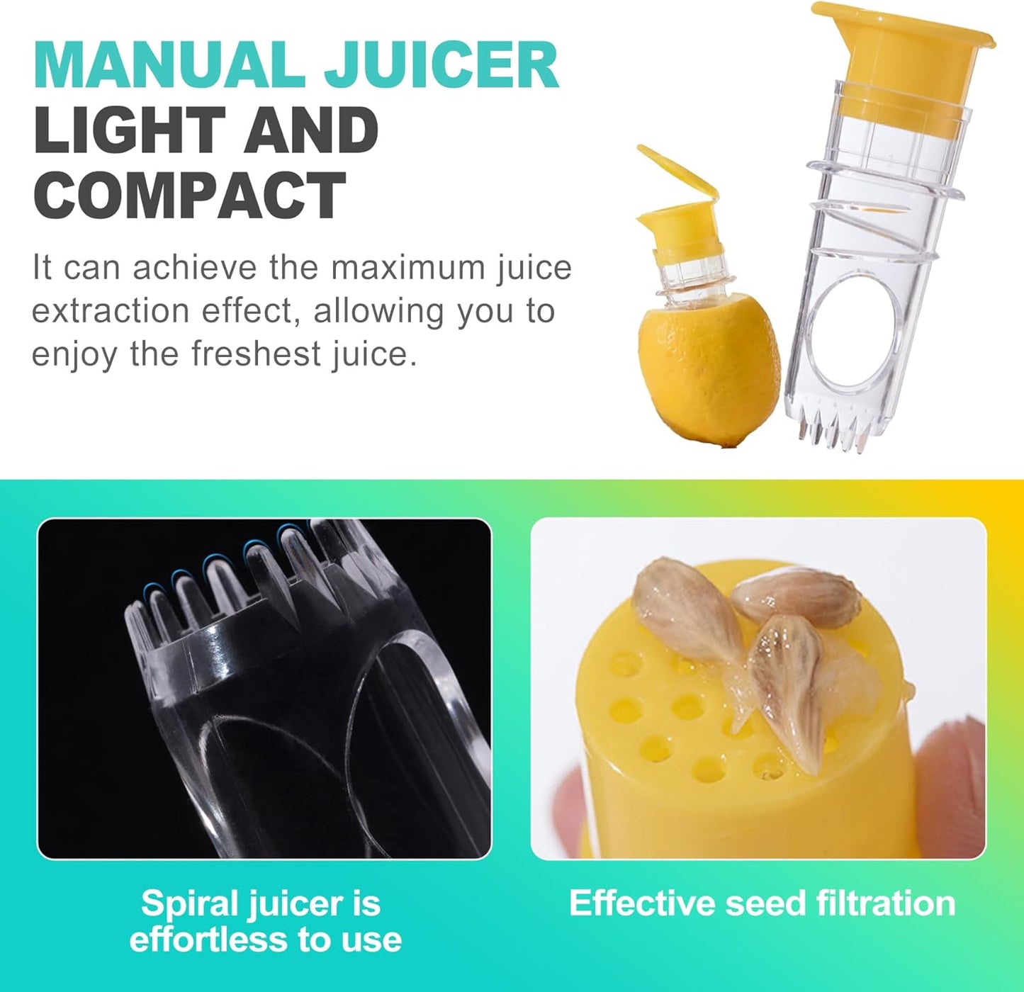 2 Pack Portable Lemon Squeezer & Citrus Press - Manual Handheld Juicer with Screw Top Lid for Limes, Oranges, and Cocktails