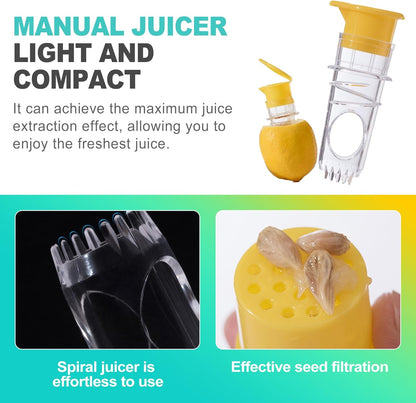 2 Pack Portable Lemon Squeezer & Citrus Press - Manual Handheld Juicer with Screw Top Lid for Limes, Oranges, and Cocktails