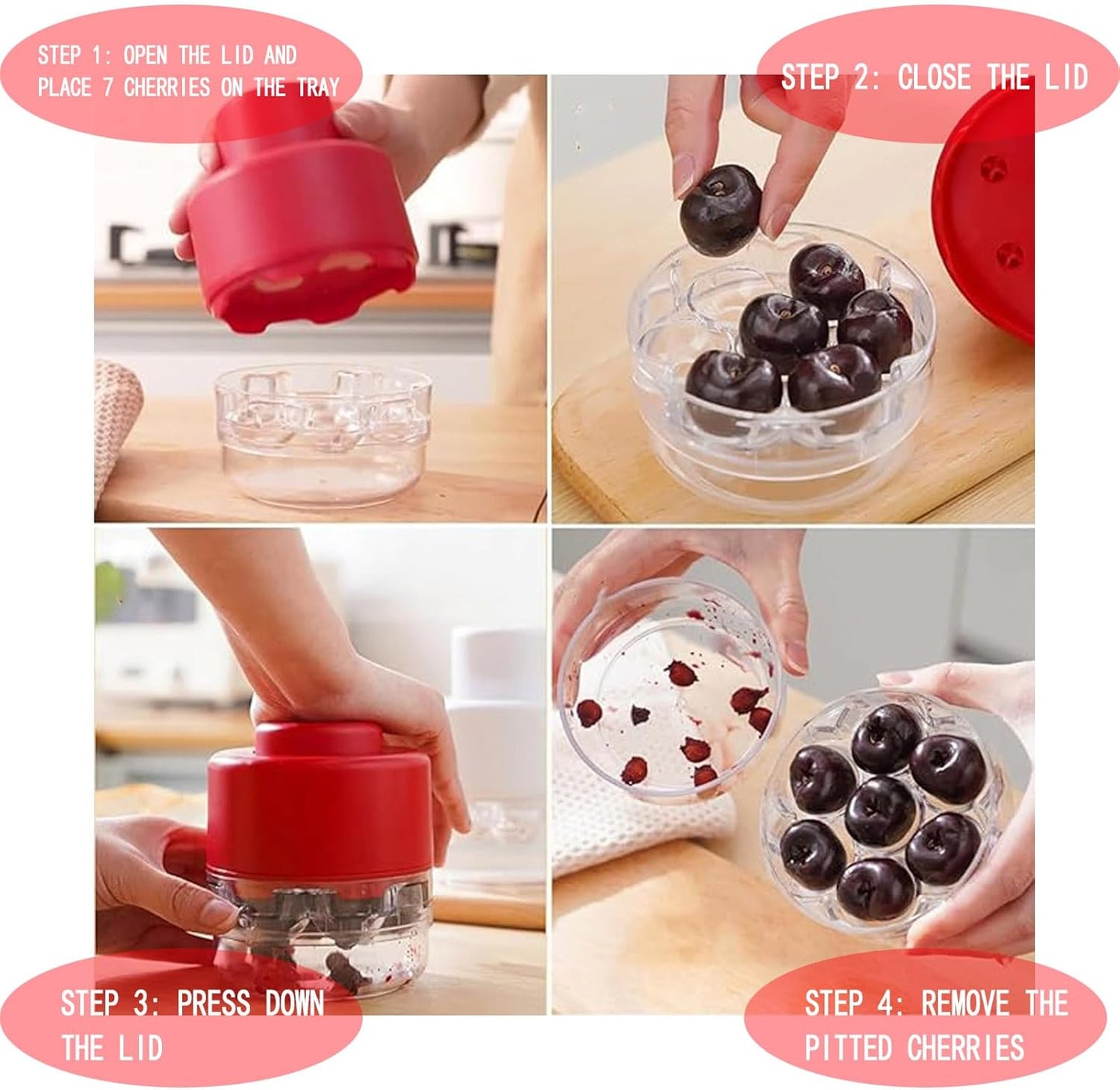 Cherry Pitter Tool, 7 Holes Cherry Pitter Tool Pit Remover, Cherry Seed Remover Quick, Multiple Cherry Pit Remover for Kitchen, Cake Shop