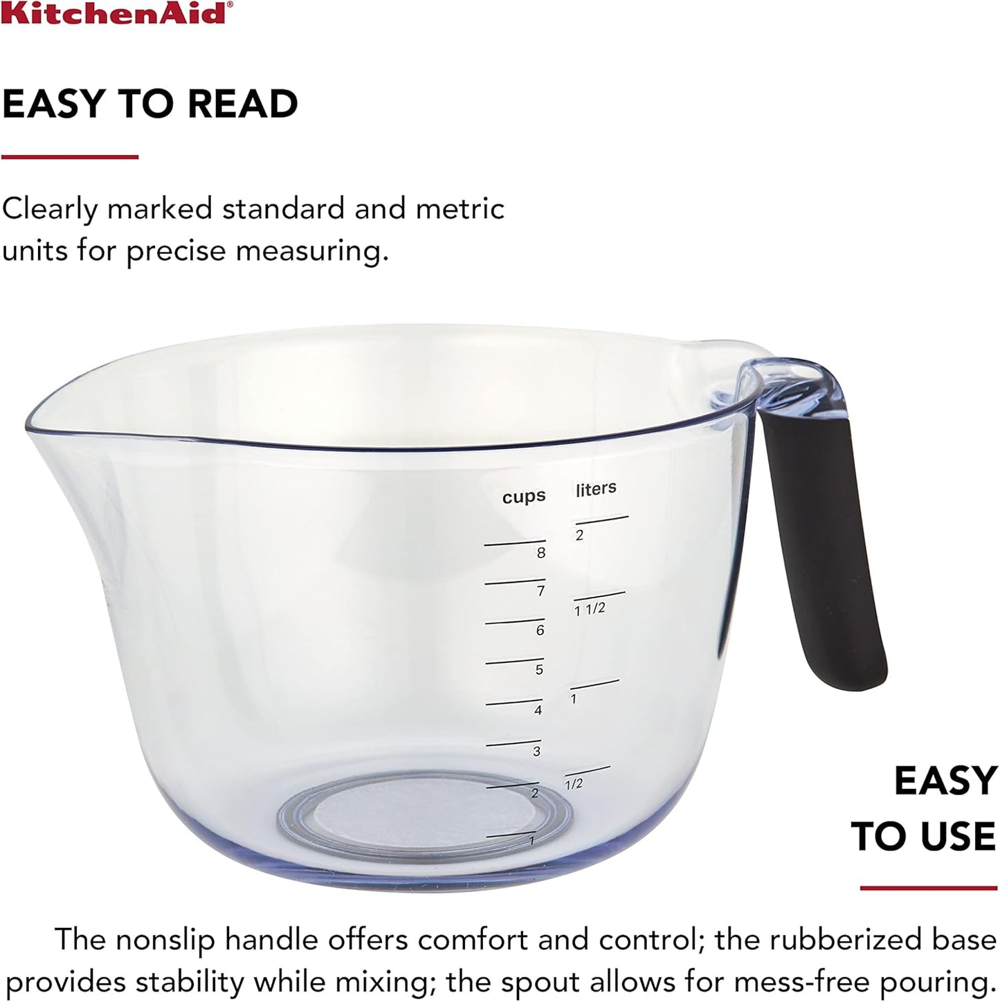 KitchenAid Universal Plastic Batter Bowl, 8-Cup, Onyx Black