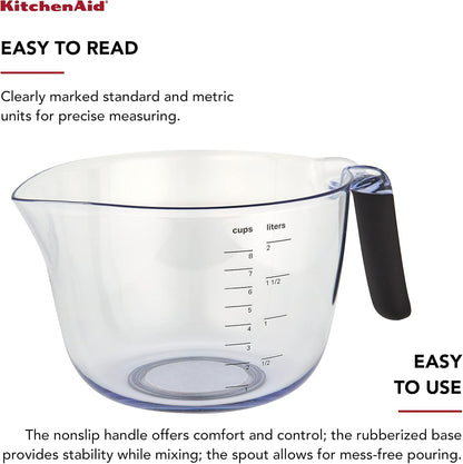 KitchenAid Universal Plastic Batter Bowl, 8-Cup, Onyx Black