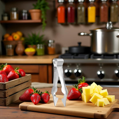 Multi-Functional Fruit & Vegetable Stem Remover Clip, Strawberry Huller, Pineapple Eye Remover, Kitchen Gadget, Silver Stainless Steel Handle