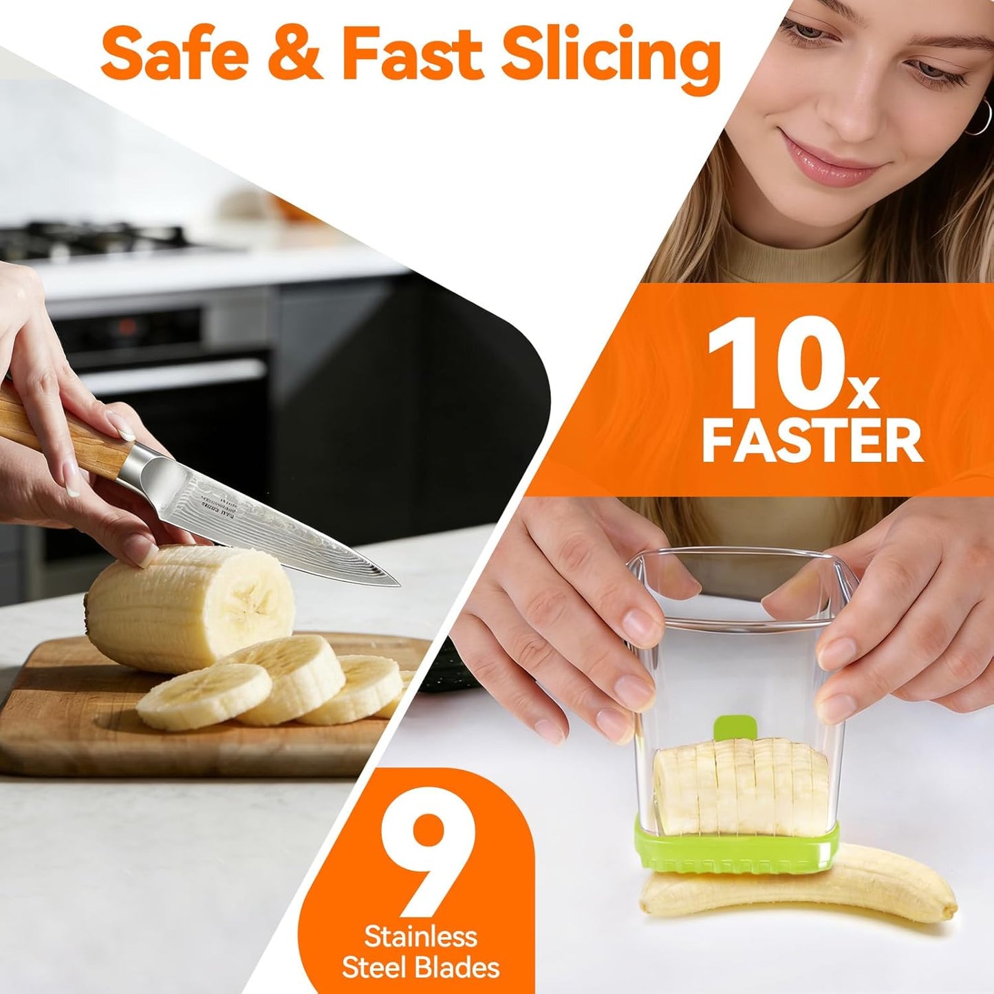 Fruit Slicer Cup for Strawberry, Banana, Hard-Boiled Egg - Detachable Cutter with Push Plate - 304 Stainless Steel Blade - Rapid & Safe Slicing Kitchen Gadget for Quick Meal Prep (Black)