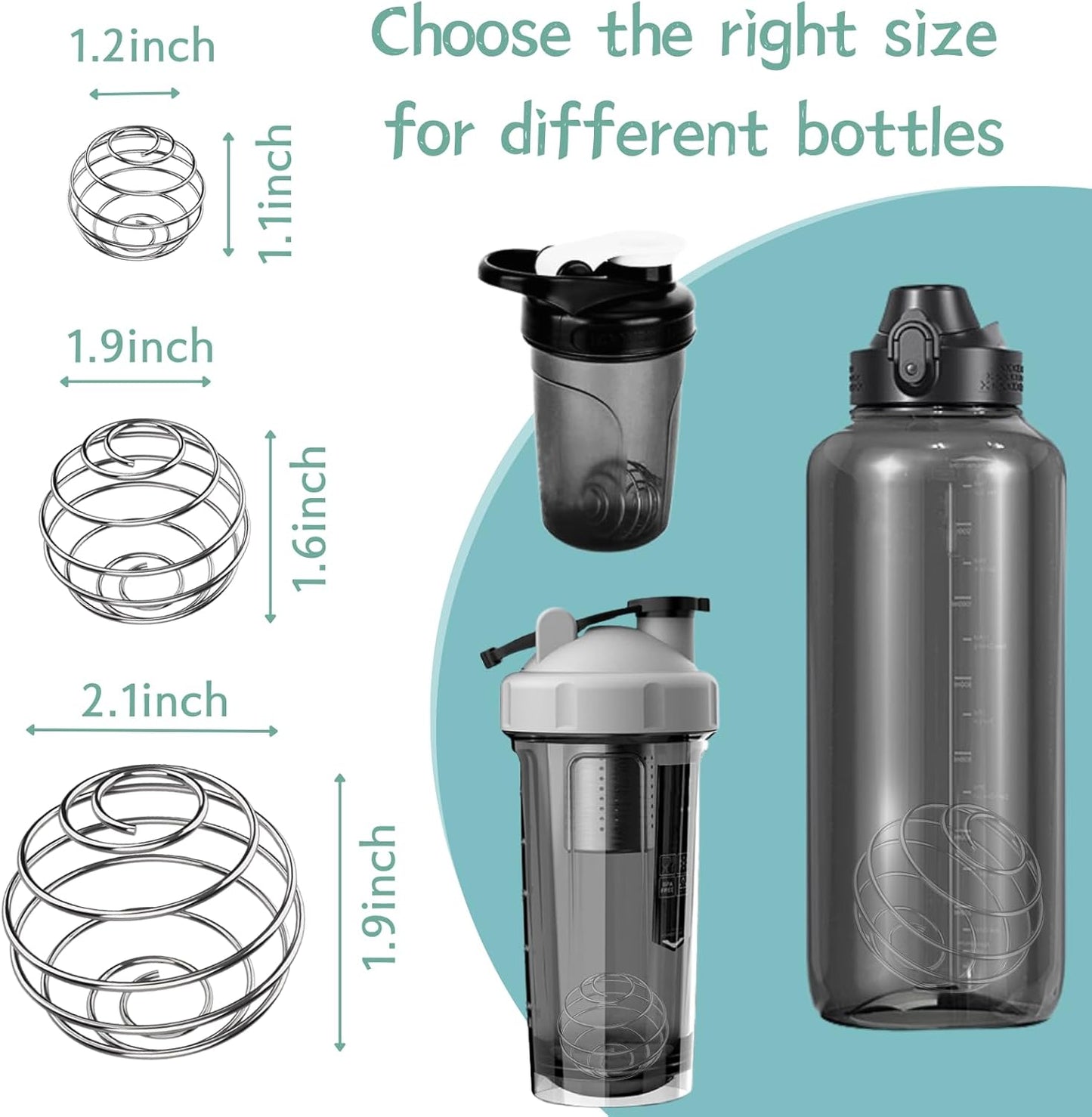 Shaker Balls, 6PCS 304 Stainless Steel Mixing Balls for Protein Shakes Formula, Blending Balls for Mixer Bottles