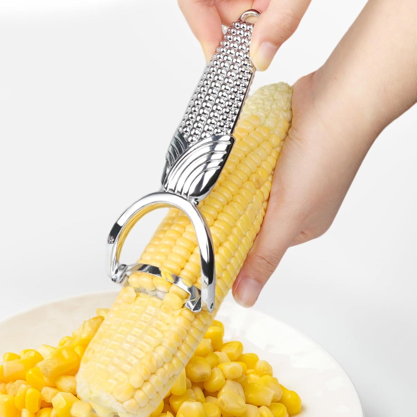 Corn Peeler,Stainless Steel Corn Cob Stripper Tool with Anti-Slip Durable Corn Shape Handle Corn On The Cob Stripper Tool Kitchen Gadget
