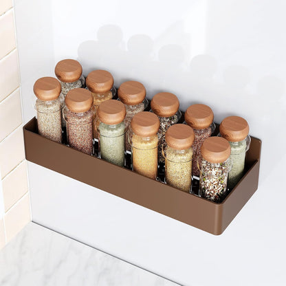 Mystozer Magnetic Spice Rack for Refrigerator, Kitchen Organizer and Storage Shelf, Black (4 Pack)…