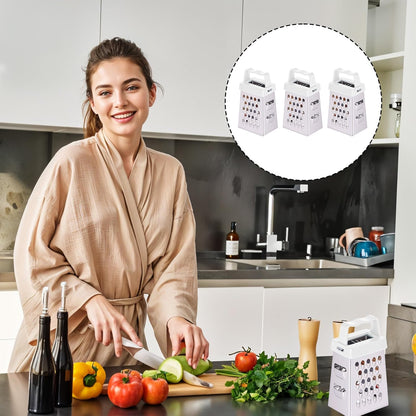 ElevateTech Mini Cheese Grater, 3 Pcs Stainless Steel Box Grater with Handle Professional Cheese Slicer Graters for Kitchen Slicer Cheeses Gingers Vegetable Dishwasher Safe (White)