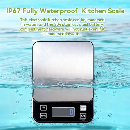Digital Kitchen Scale, 33lb Food Scale Precisely Measures Grams and Ounces for Baking, Cooking, and Meal Prep, Rechargeable 304 Stainless Steel with LCD Display, Batteries and USB Charging Included