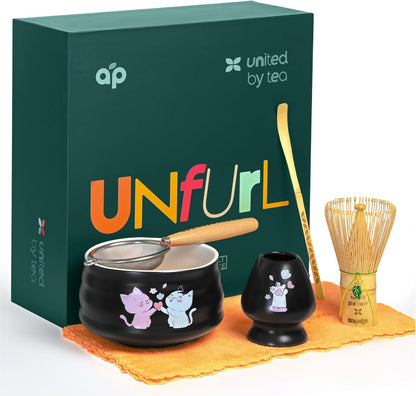 Aprika Life Matcha Bamboo Whisk Set with Holder | 100 Prong Chasen, Bamboo Scoop & Glass Whisk Holder | Matcha Whisk and Holder Starter Kit