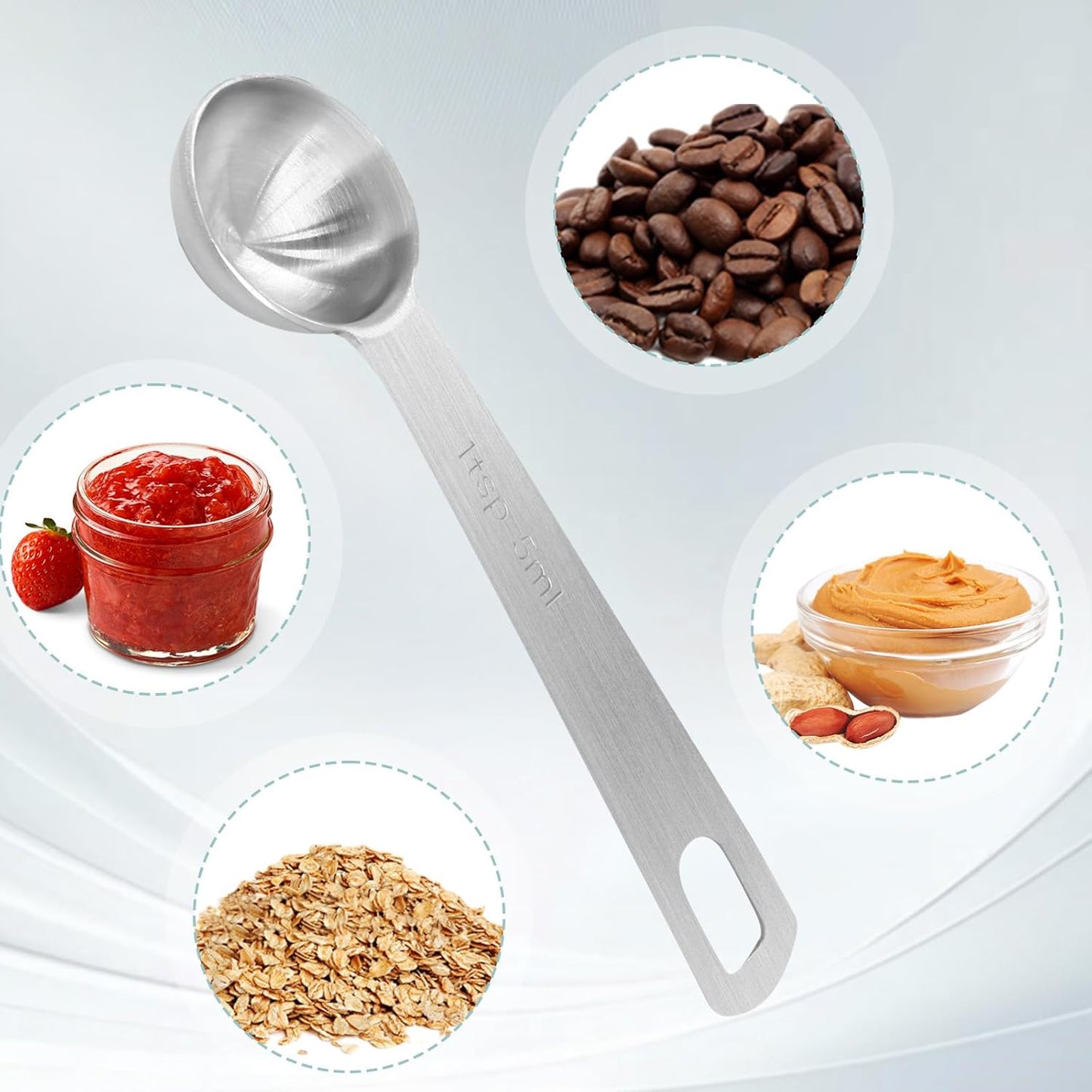 2Pcs 2/3 Tablespoon (2/3 Tbsp | 2 Tsp | 10 Ml | 10 Cc) Stainless Steel Measuring Spoons, 2 Teaspoon Metal Single Measuring Spoon for Measuring Coffee Powder, Grains and Loose Tea