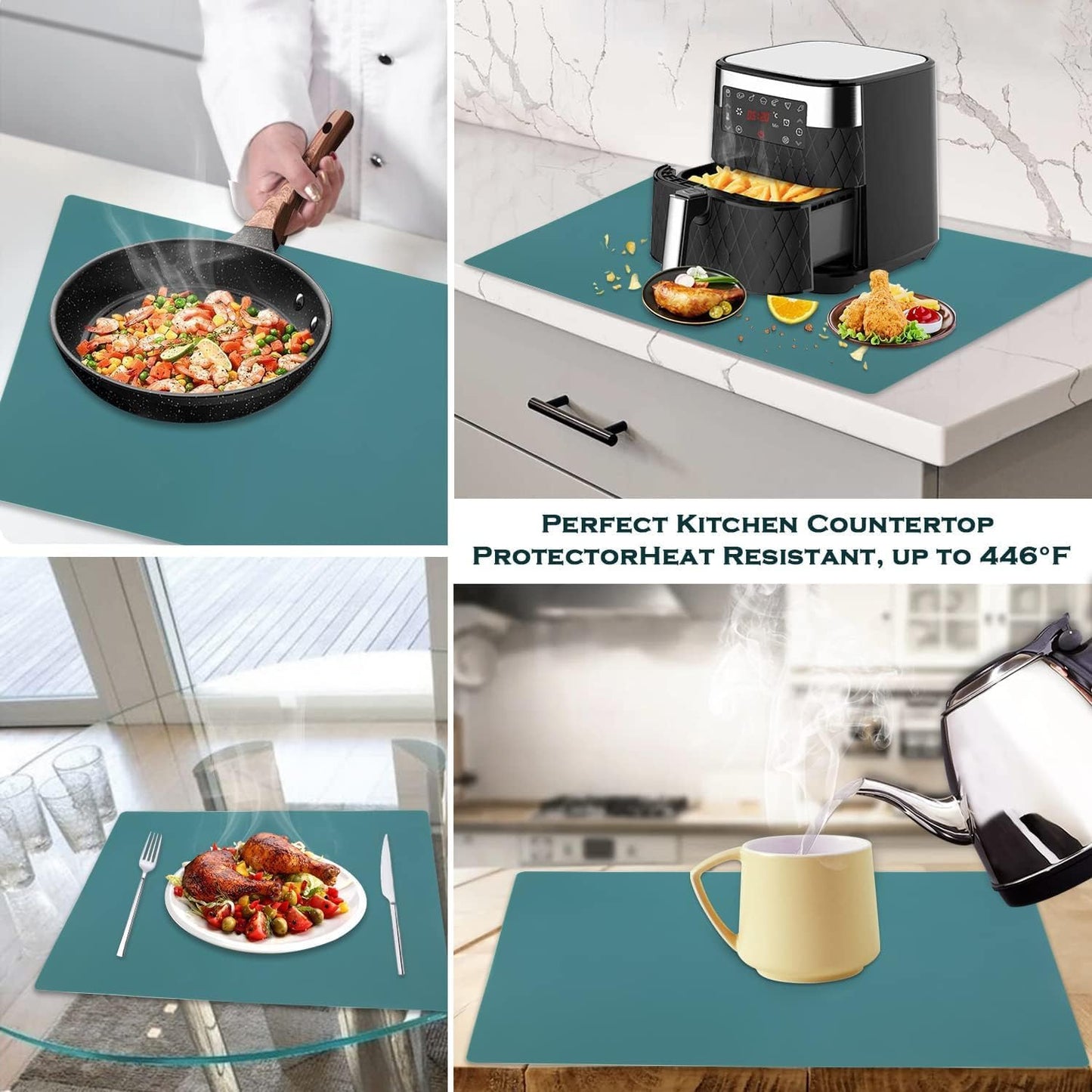 Standard Silicone Mat,Black Baking Mat-Food Grade Kids Dinner Table Placemat Non Slip Counter Mat with Raised Edges Heat Resistant Mat for Air Fryer Nonstick Pastry Dough Mat(1 Pack 23.6'' x 15.7'')