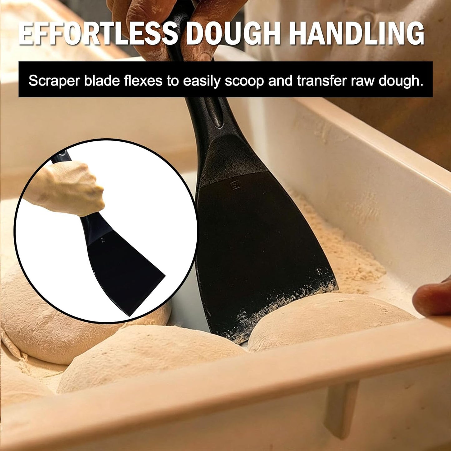 LRui Kitchen Professional Pizza Dough Scraper dough spatula,plastic flexible strip handle dough scraper.