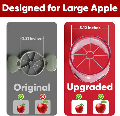 OOKUU Extra-Large Apple Slicer & Corer – 16-Blade Heavy Duty Stainless Steel Apple Cutter, Safe & Quick Apple Divider for Apples, Pears & More, with Clear Catch Bowl