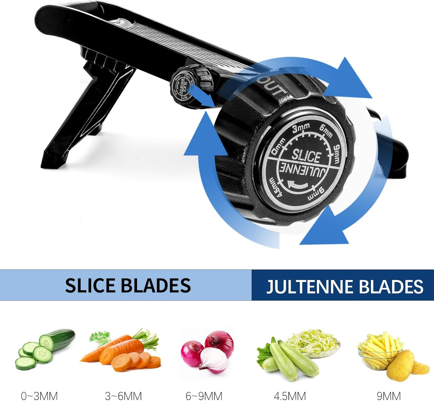Mandoline Food Slicer, Adjustable Mandoline Slicer for Kitchen, Stainless Steel Mandolin Vegetable Chopper for Potato/Tomato/Onion, Vegetable Slicer Julienne Cutter with Cut-Resistant Gloves